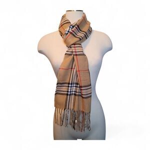 Classic Beige Plaid Pattern Fashion Inspired Scarf